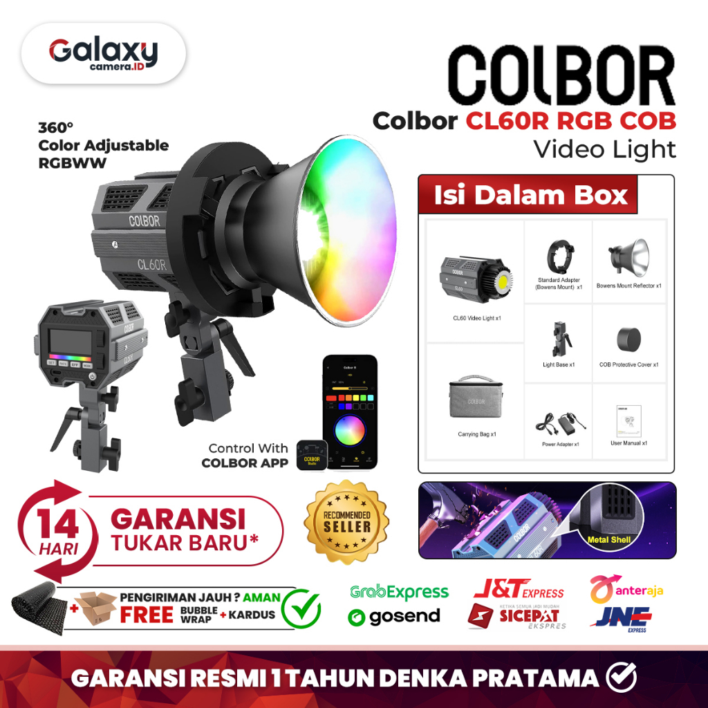 Jual Colbor CL60R RGB COB LED Video Light Studio Lighting CL 60R Resmi ...