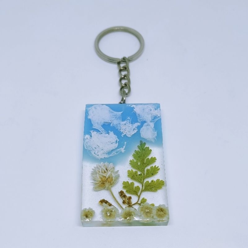 Jual Gantungan Kunci/Keychain Resin Art Motif Bunga Edelweiss & Awan ...