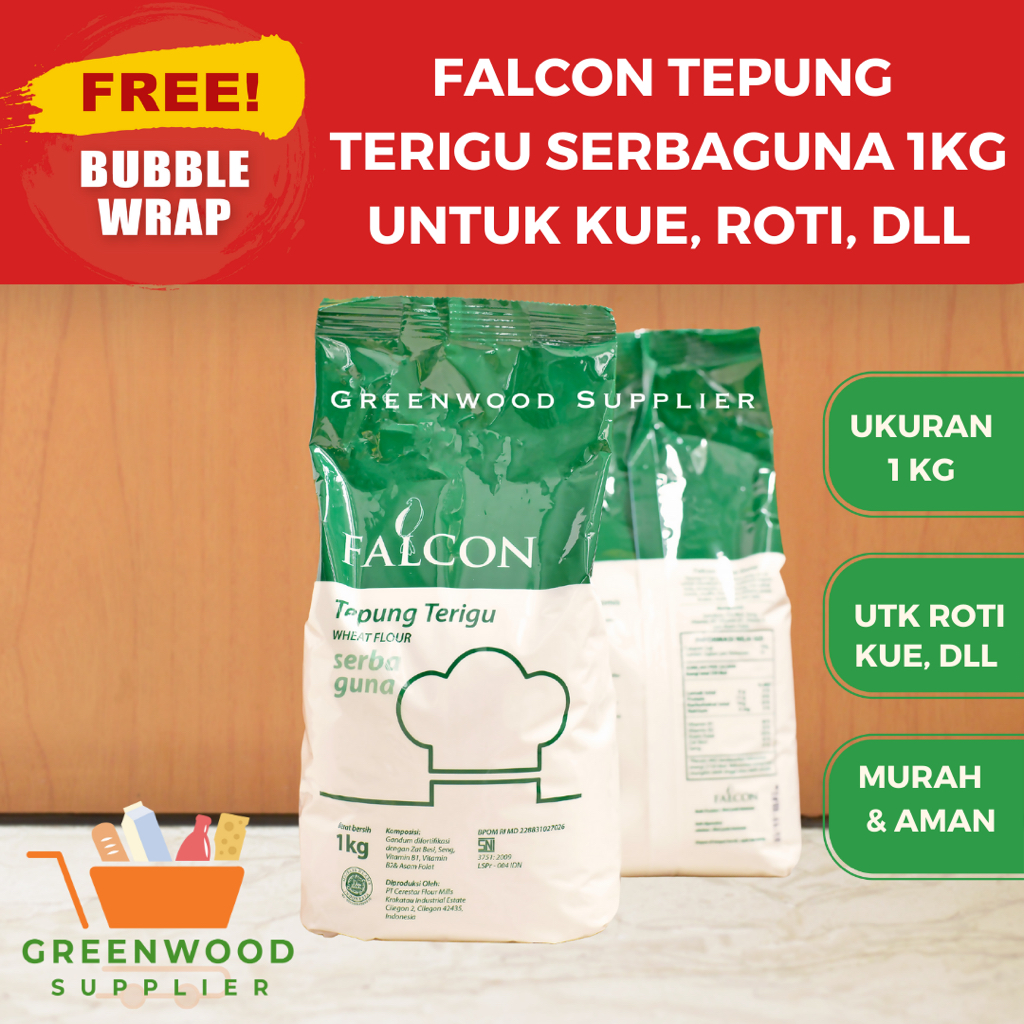 Jual Tepung Terigu Serbaguna Falcon 1kg (HALAL HIGH QUALITY) | Shopee ...