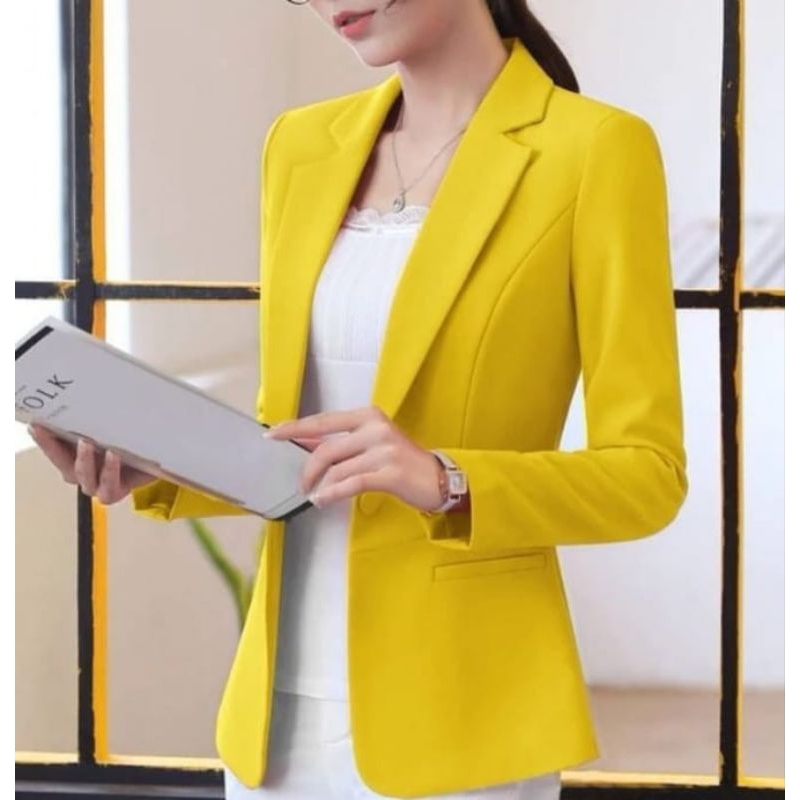 Jual Blazer wanita warna kuning,Jas kantor wanita,Jas formal wanita ...