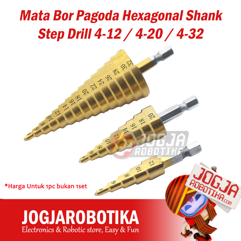 Jual Mata Bor Piramid Pagoda Kuningan Hexagonal Shank Multi Step Drill