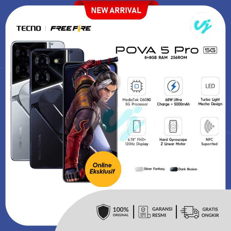 Jual Tecno Pova 5 Pro 5g 88256 Dimensity 6080 5g Nfc Rgb Light