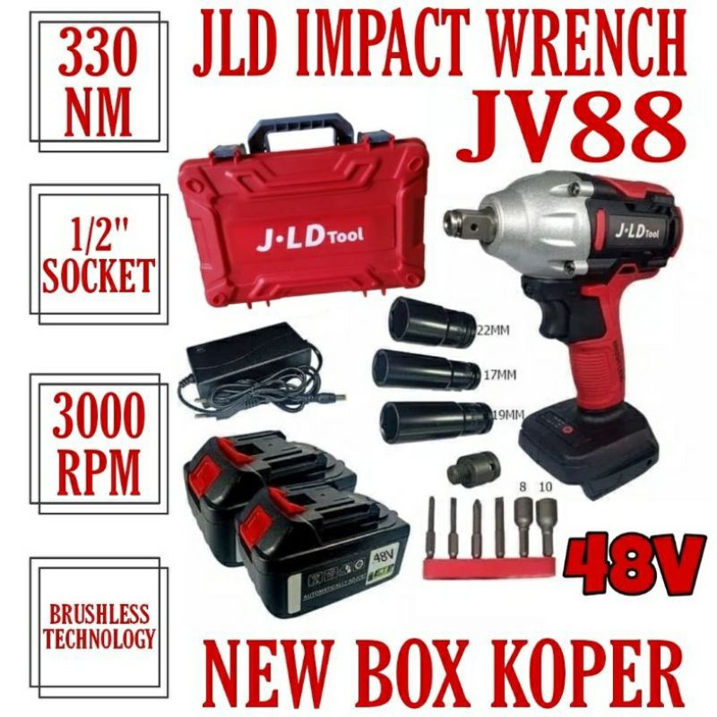 Jual COD JLD 88V Mesin Bor Impact Baterai 350N.M Bor Baterai 13mm ...