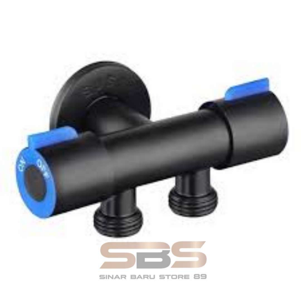 Jual Stop Kran Hitam Cabang Double Handle Kanan Kiri Stainless Original ...