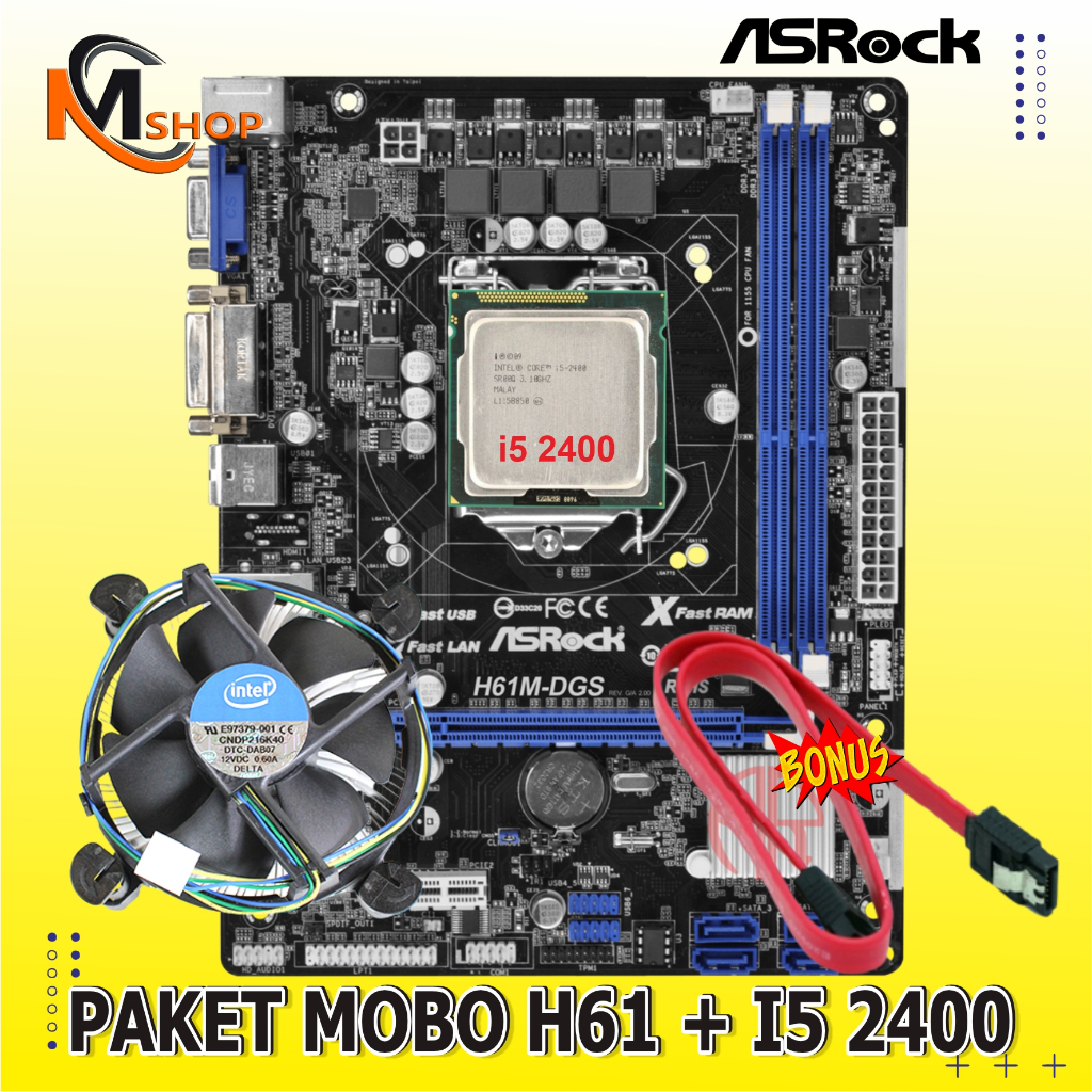 Jual Paket Mainboard Motherboard Intel H61 Lga 1155 Ddr3 Processor