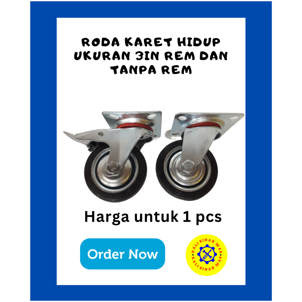 Jual Roda Gepeng Karet Hidup Ukuran In Rem Tanpa Rem Pcs Shopee Indonesia