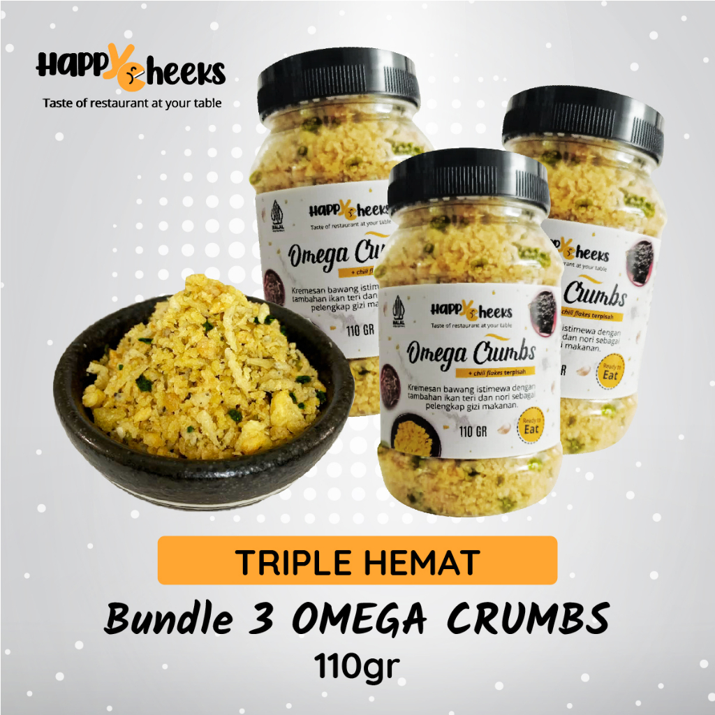 Jual happYCheeks bundle 3 Omega Crumbs (Kremesan dengan teri crispy dan
