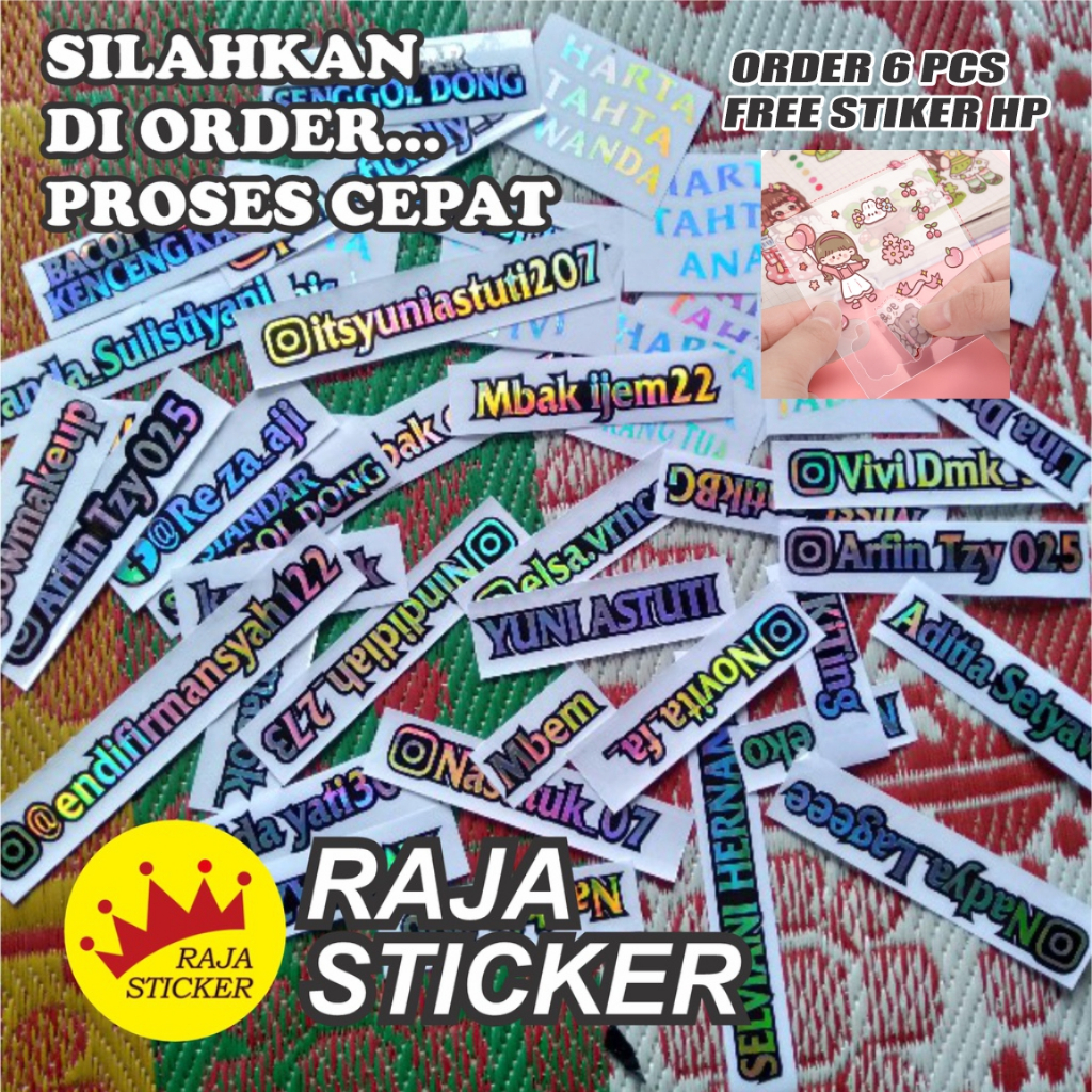 Jual Stiker Custom Nama Logo Fb, Ig, Stiker Laptop, Stiker Motor, Nama Latin, Stiker Hologram ...