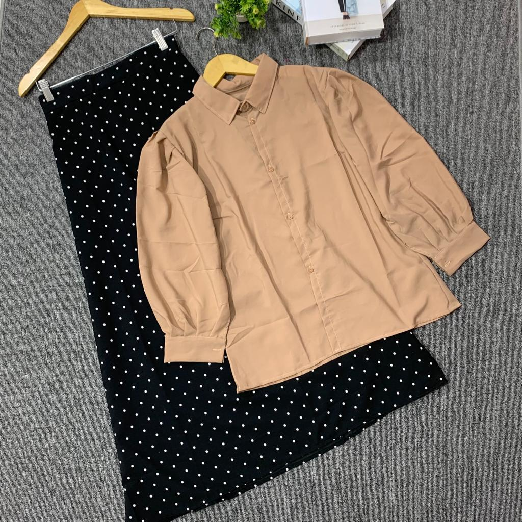 Jual ONESET 2IN1 KEMEJA ROK MOTIF / setelan wanita korean style atasan ...