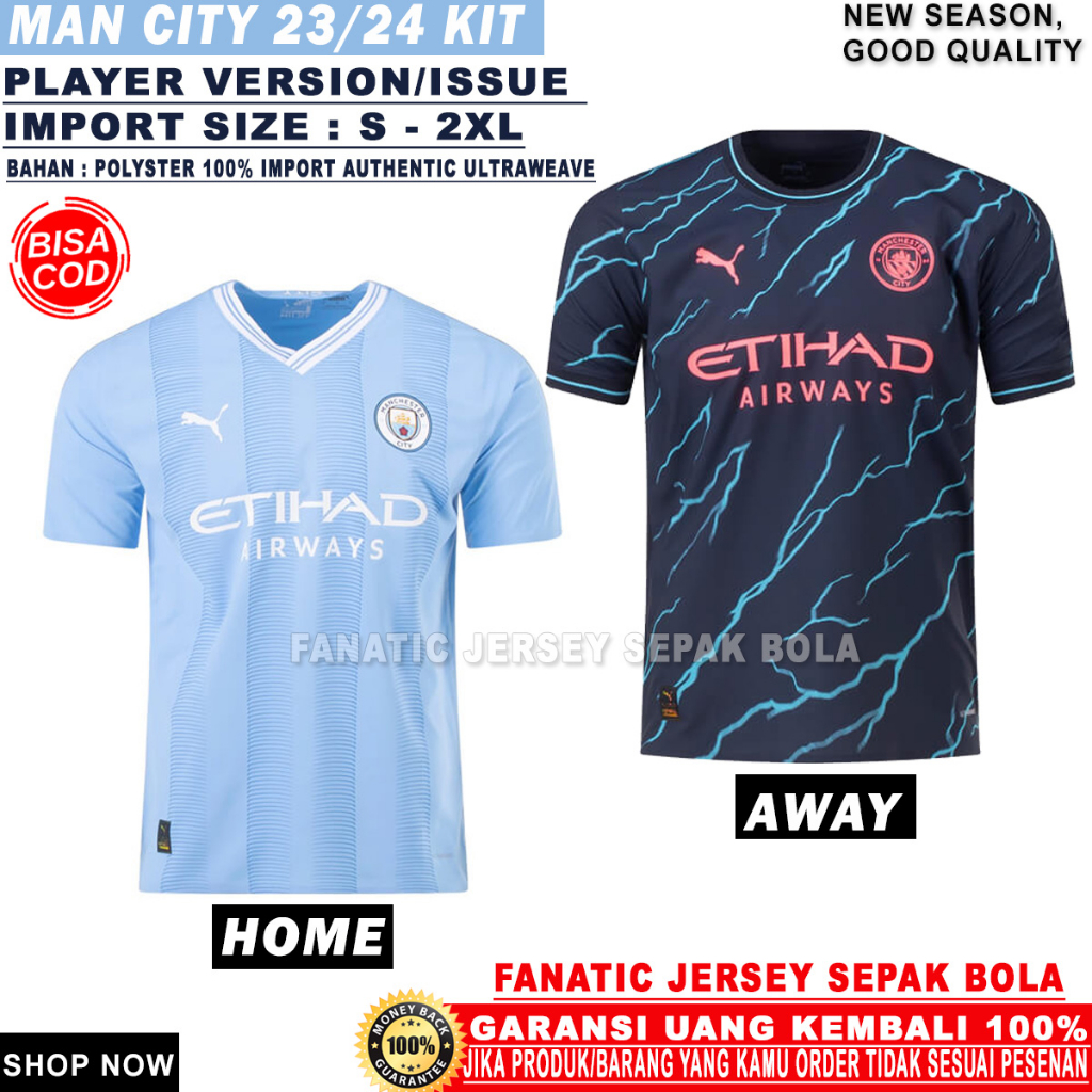 Jual JERSEY MANCHESTER CITY PLAYER VERSION 2023/2024 HOME AWAY