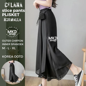 Celana Panjang Sifon Gaya Korea Nirmalla Stice Pants Celana Kulot Dobel Layer Nirmalla MKD SHop