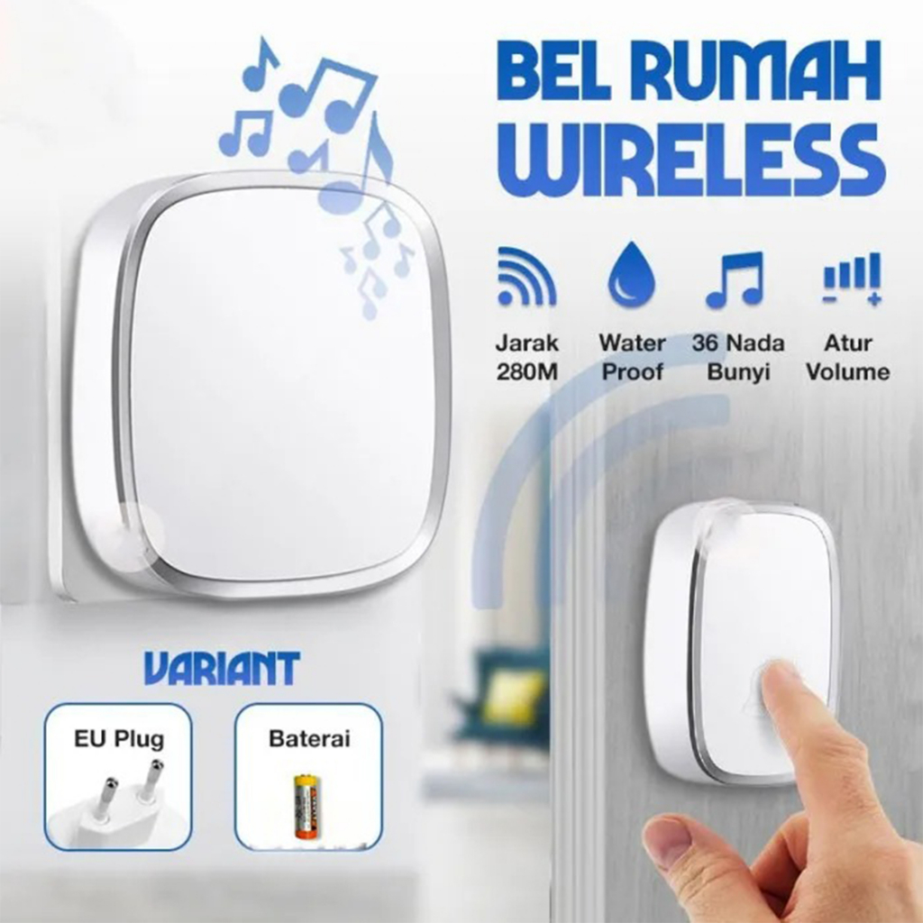 Jual Bel Rumah Wireless Door Bell Waterproof Pintu - Bell Waterproof ...