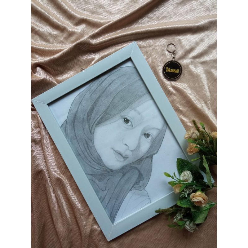 Jual Sketsa Wajah Sketsa Pensil Hitam Putih Free Bingkai Shopee