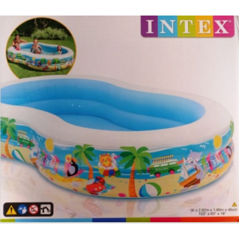 Jual Kolam angin tiup BAWAH POLOS INTEX 56490 Seashore PooL 262cm ...