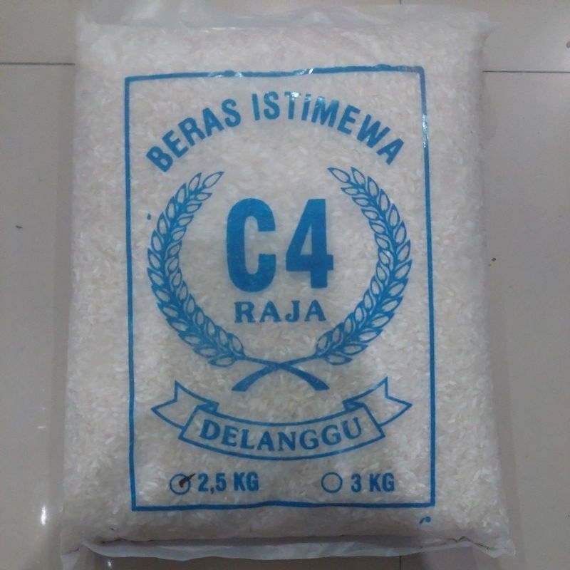 Jual BERAS C4 RAJA KEMASAN 2,5KG BERAS ISTIMEWA DELANGGI | Shopee Indonesia