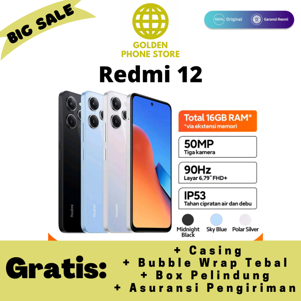 Jual Xiaomi Redmi 12 8GB/256GB - Original & Garansi Resmi Xiaomi ...