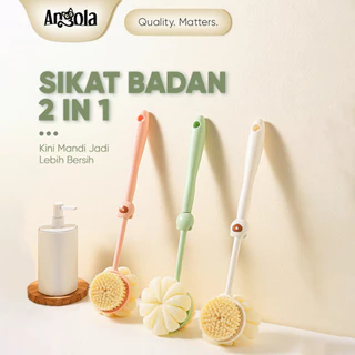 ANGOLA Sikat Punggung Badan dan Sponge Puff Loofah 2in1 D92 Alat Bantu Gosok Punggung Badan 2 Sisi/Sikat Punggung Serbaguna/Bath Brush