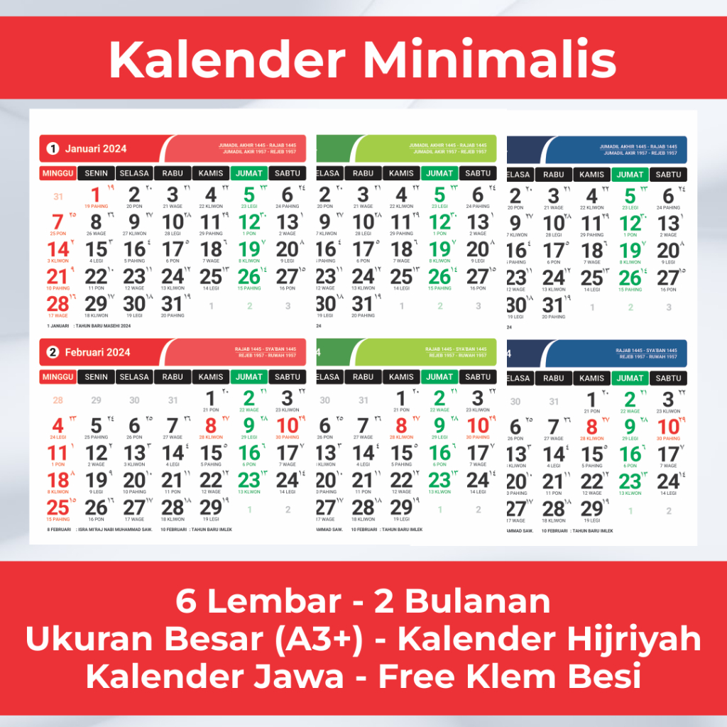 Jual Sedia Kalender Minimalis 2025 | Kalender Kerja 2025 | Kalender