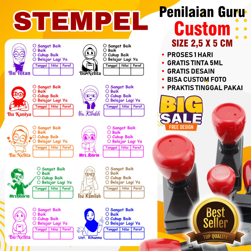 Jual Vol1 Stempel Flash Otomatis Nilai Guru Penilaian Koreksi