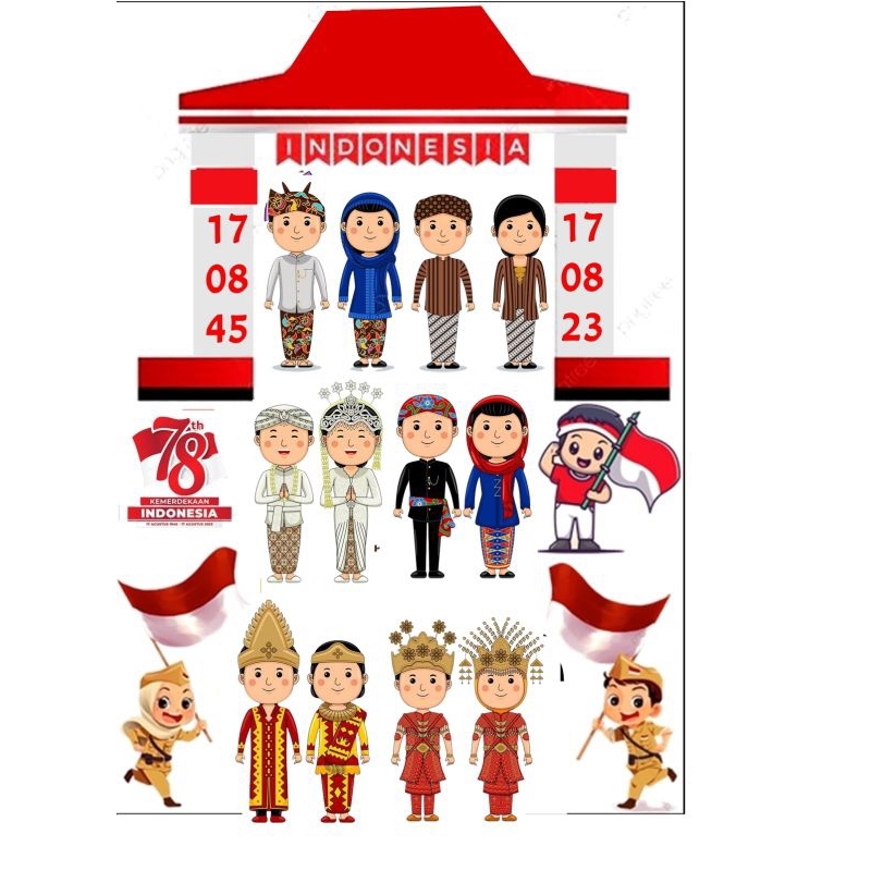 Jual Topper cake / hiasan tumpeng tema gerbang / gapura HUT RI