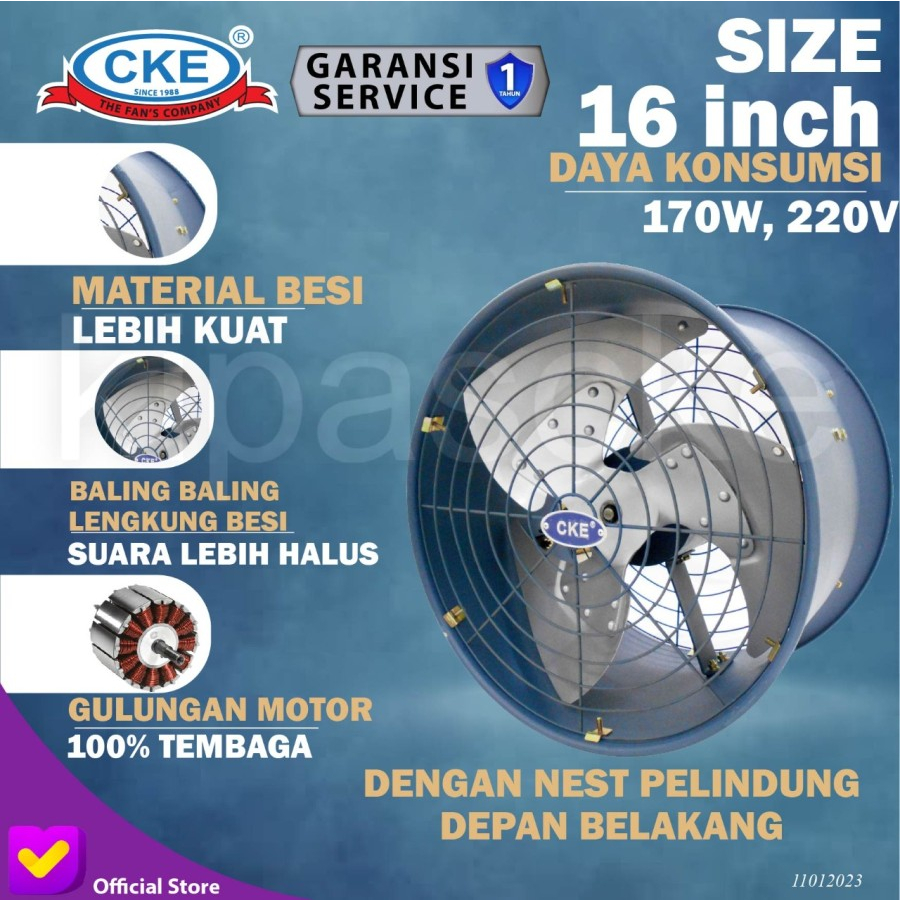 Jual CKE Drum Fan DFL-EX16 16 Inch Kipas Blower Tabung Blower Gedung ...