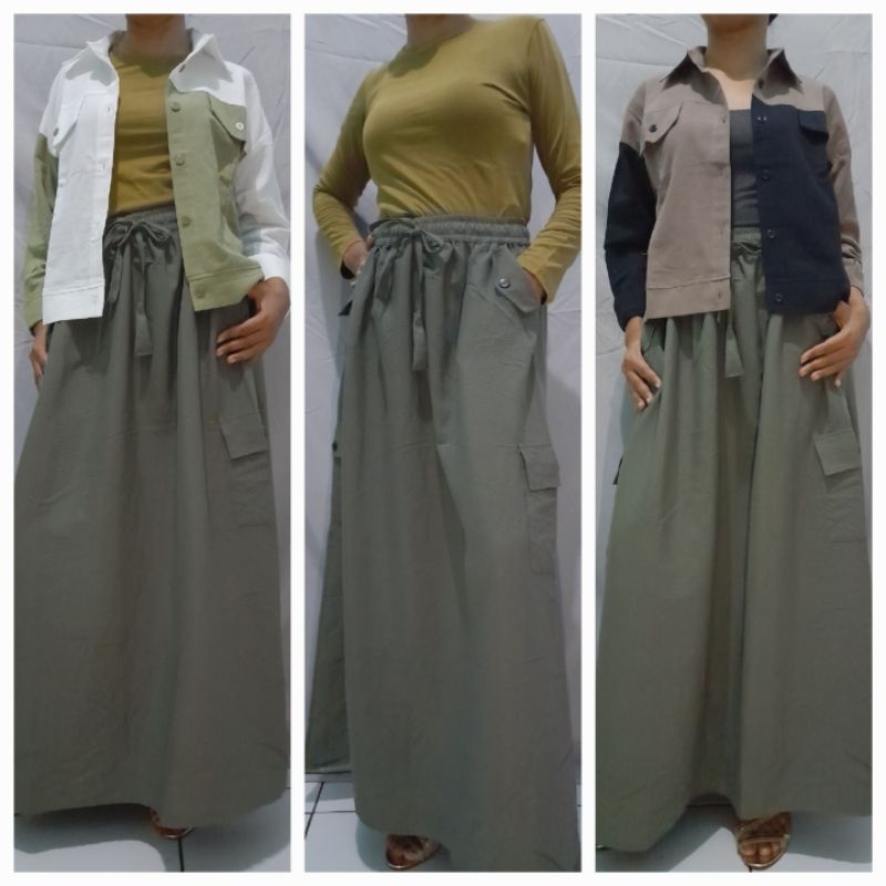 Jual Rok Kerja Model A Line Polos - Rok Cargo Idola | Shopee Indonesia