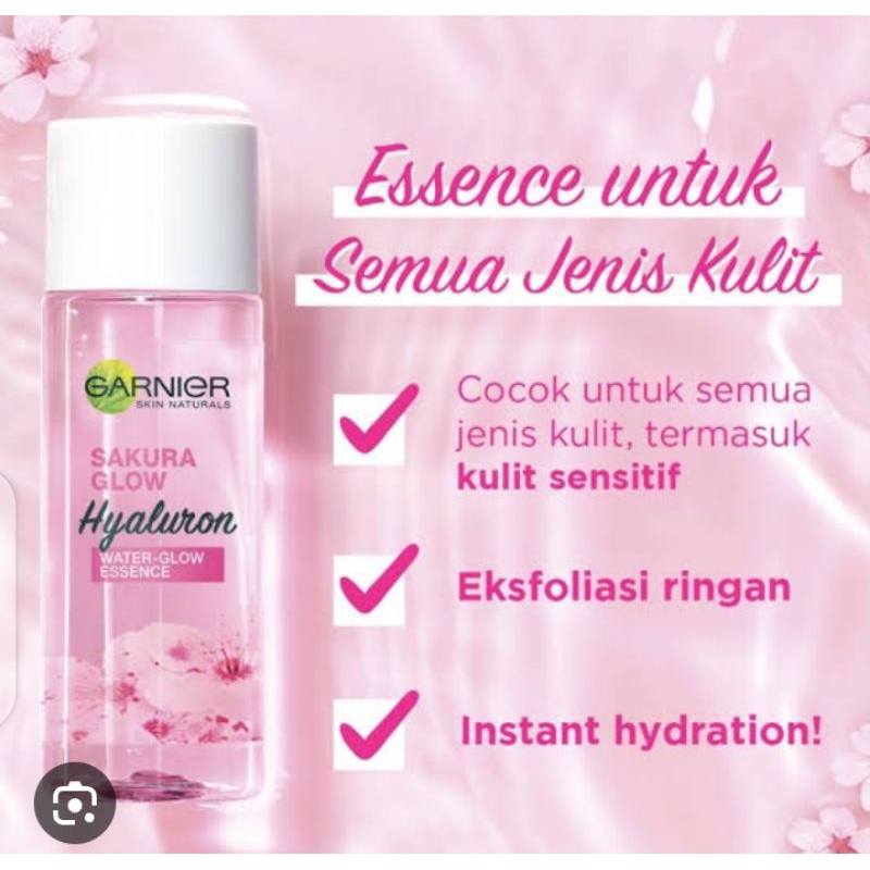 Jual 30ml Garnier Sakura Glow Hyaluron Water Glow Essence Skin Care (Untuk Kulit Glowing Dari