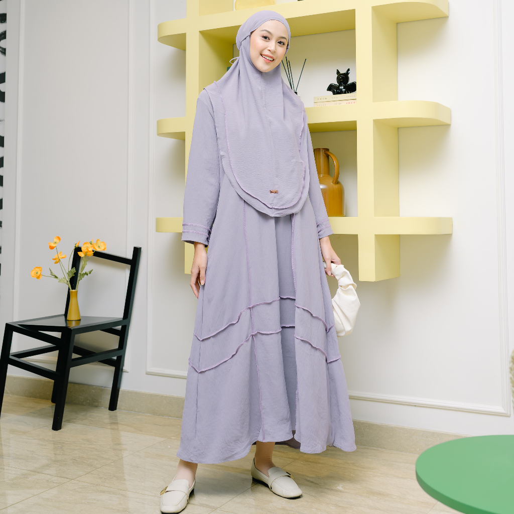 Jual Lozy Hijab Khansa Abaya Set Gamis Umroh Haji Abaya Set Kerudung