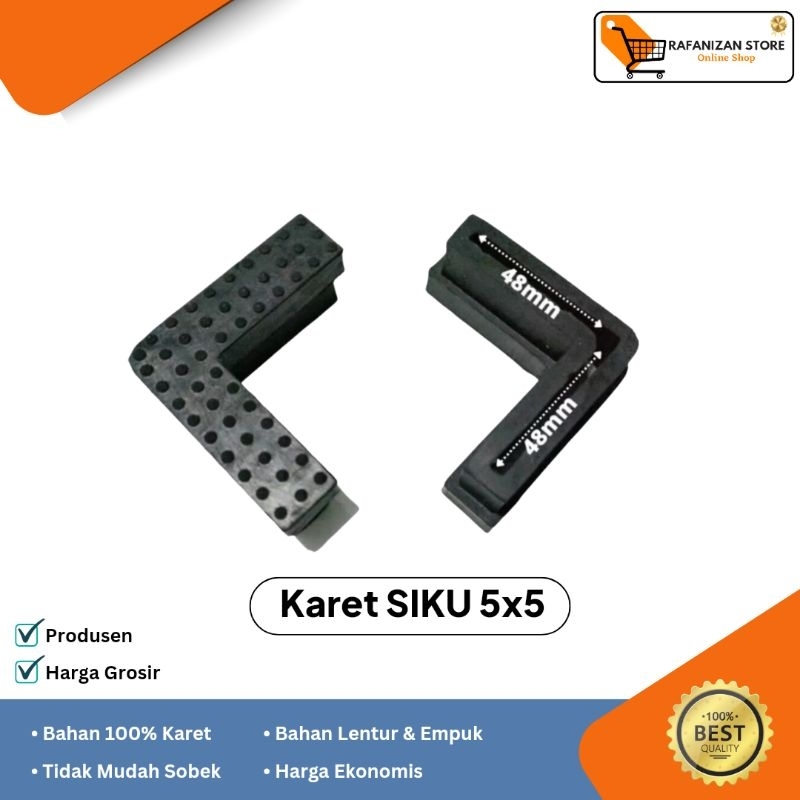 Jual karet siku besi 5x5/alas kaki rak besi/alas meja/alas kursi ...