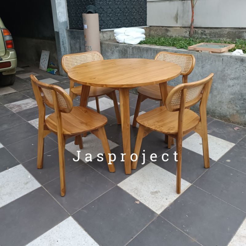 Jual promo!!!!!! meja makan bulat rotan jati meja makam minimalis meja ...
