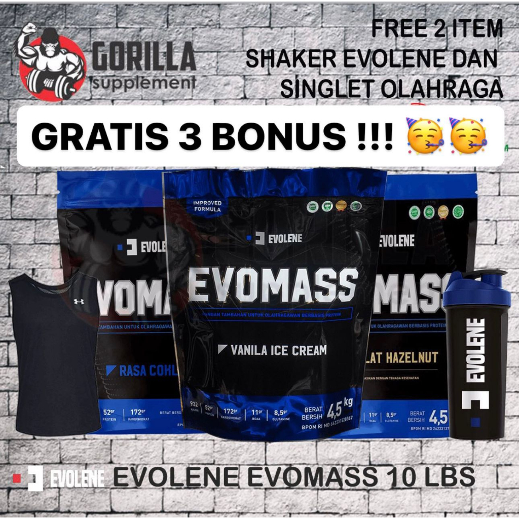 Jual EVOLENE EvoMass EVO MASS 10 lbs (4.5 KG) 10lbs 10lb BPOM HALAL MUI ...