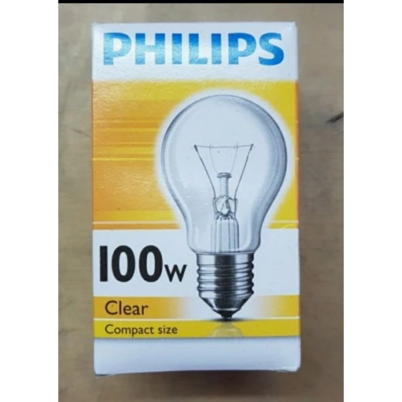 Jual Philips Bohlam Lampu Dop Pijar 100 Watt 100w Clear E27 220v