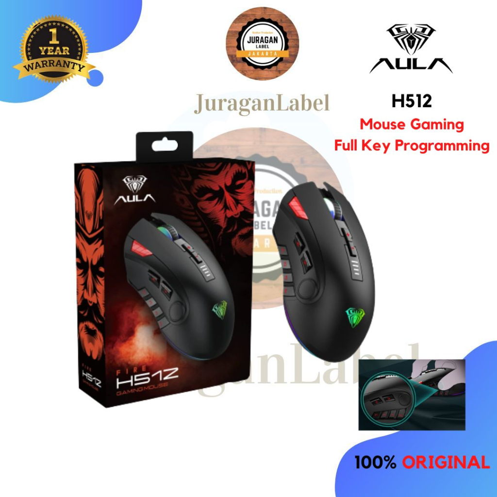Jual Mouse Gaming Aula H512 Full Key Programming Sensor P3325 RGB LED ...