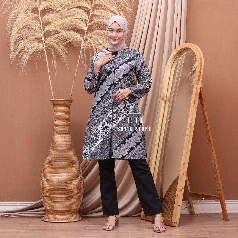 Jual Atasan Batik Wanita Tunik Batik Lengan Panjang Shopee Indonesia