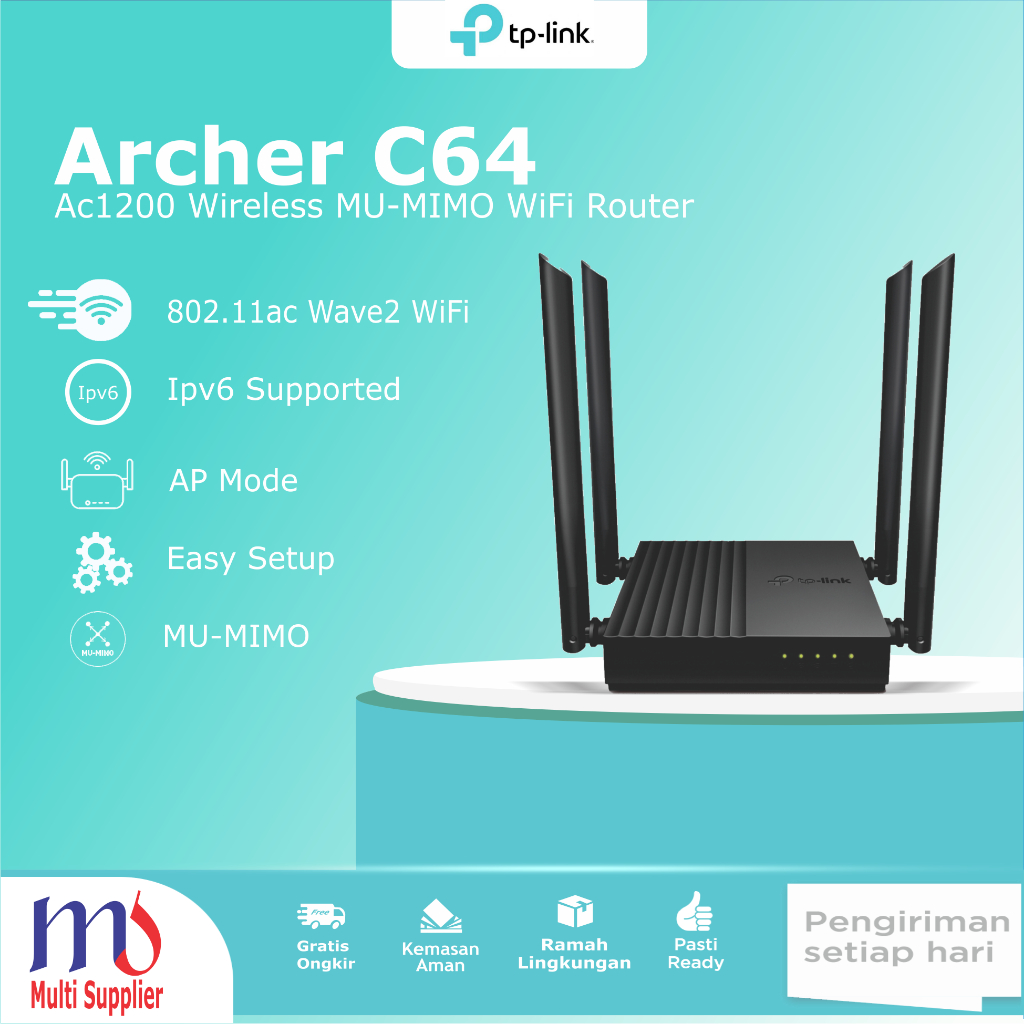 Jual Tp-Link Archer C64 AC1200 Dual-Band Wi-Fi Router TpLink Archer C ...