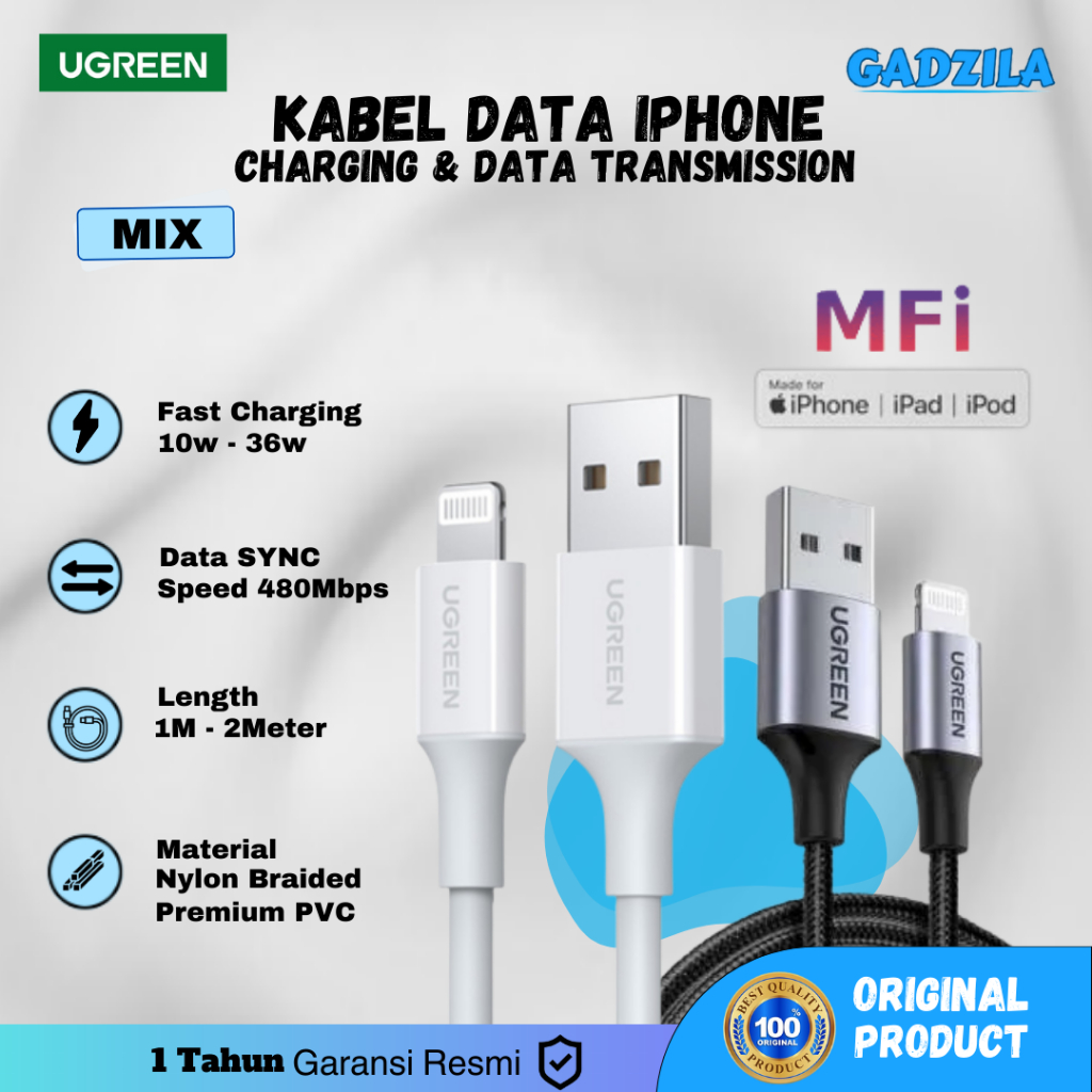 Jual Ugreen Kabel Charger Iphone Lightning Mfi X Xr Xs Fast Charging Cable Data