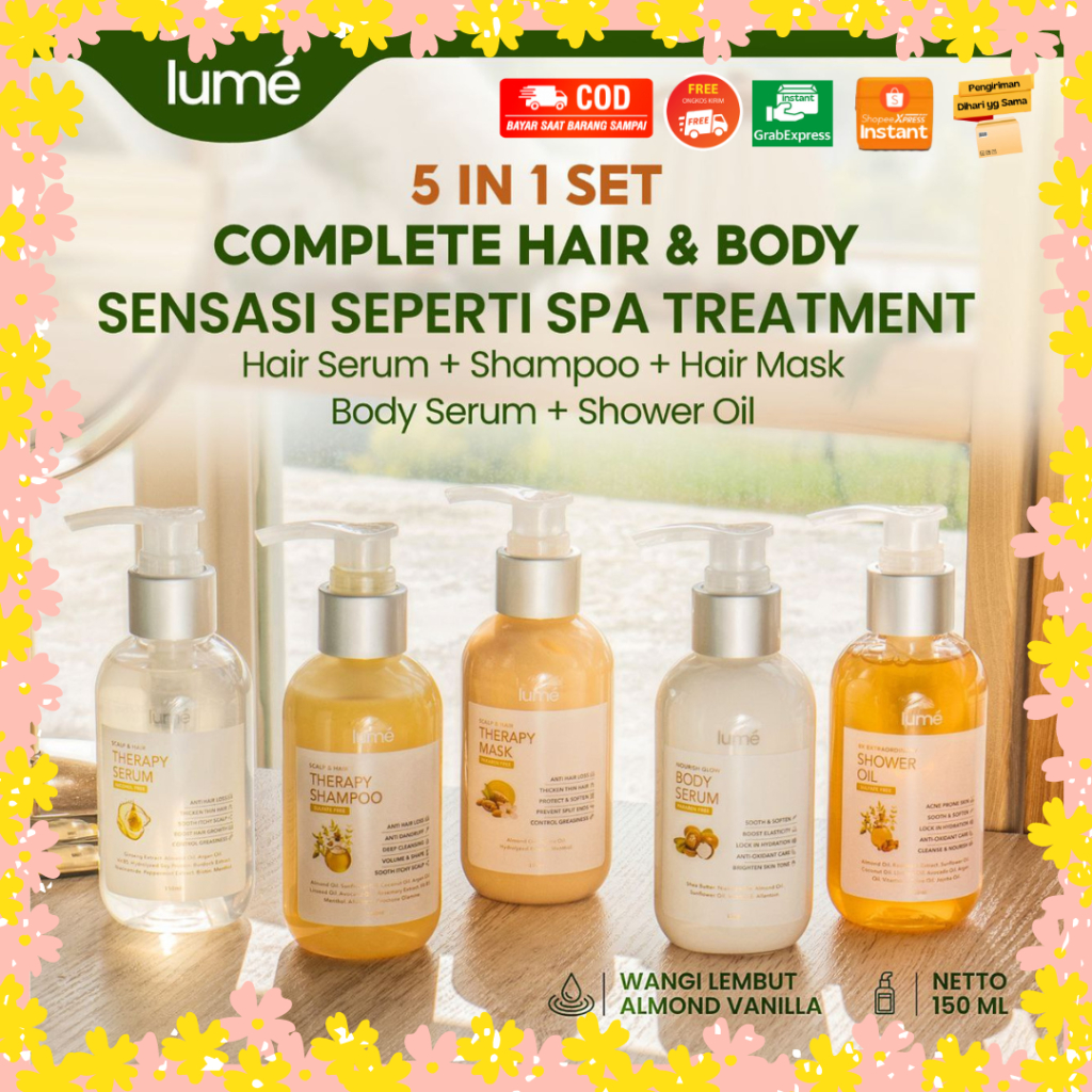 Jual LUME PAKET 5 IN 1 SHAMPOO HAIR MASK SHOWER OIL BODY SERUM