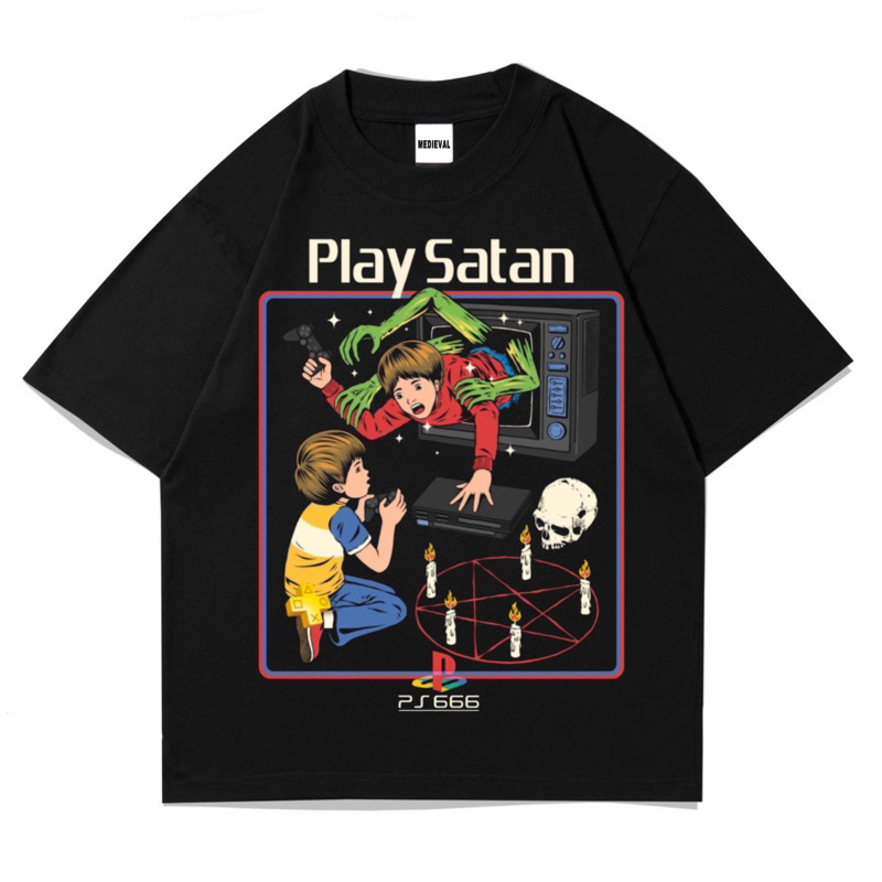 Jual KAOS BAJU PLAY SATAN PS2 Plesetan Parody | T-SHIRT PLAYSTATION ...