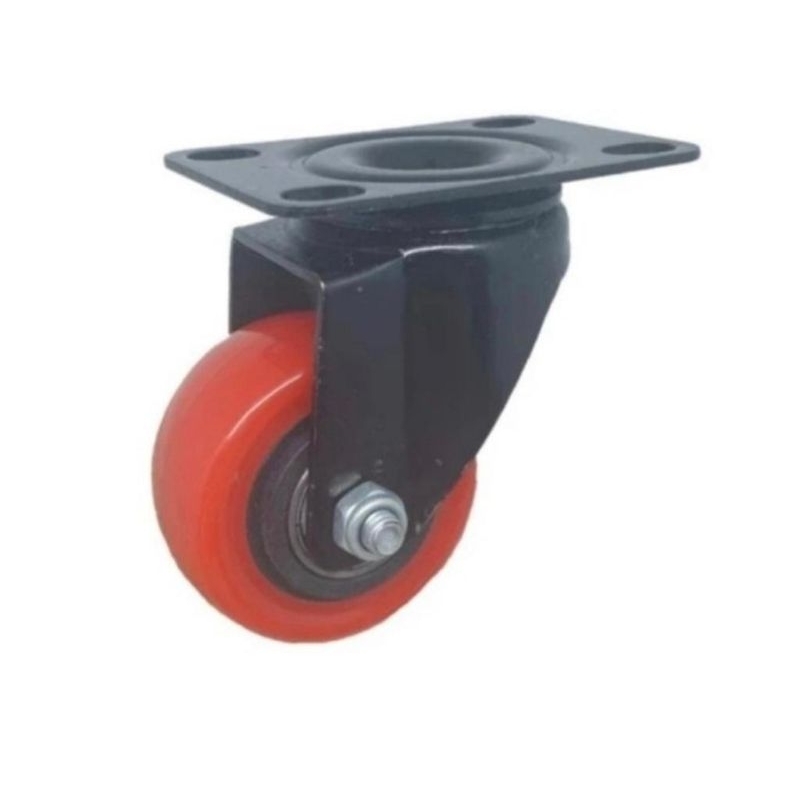 Jual Roda 2 inch pu merah ball bearing model putar beban roda 50 kg ...