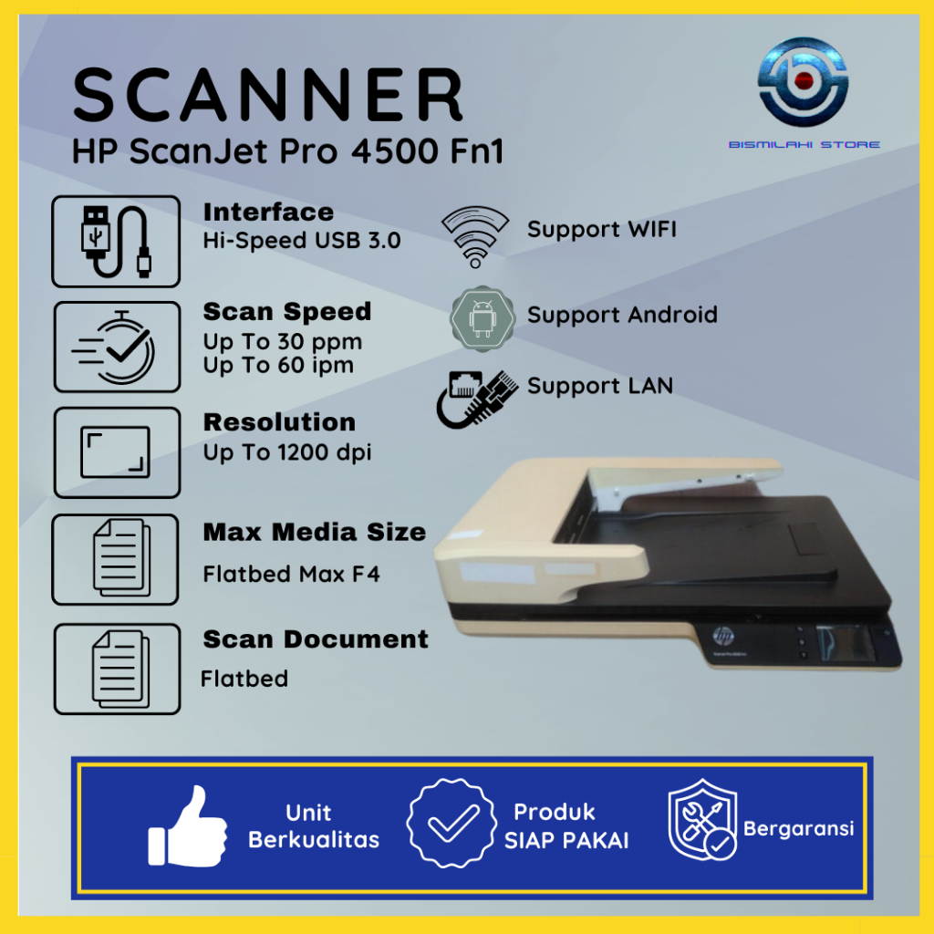 Jual Scanner Folio Flatbed HP ScanJet Pro 4500 Fn1 Ada Wifi n Port LAN Shopee Indonesia