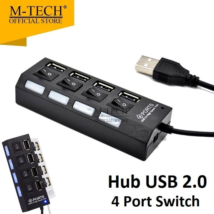 Jual USB Hub M-Tech Original Versi 2.0 4 Port 4 Switch | Shopee Indonesia