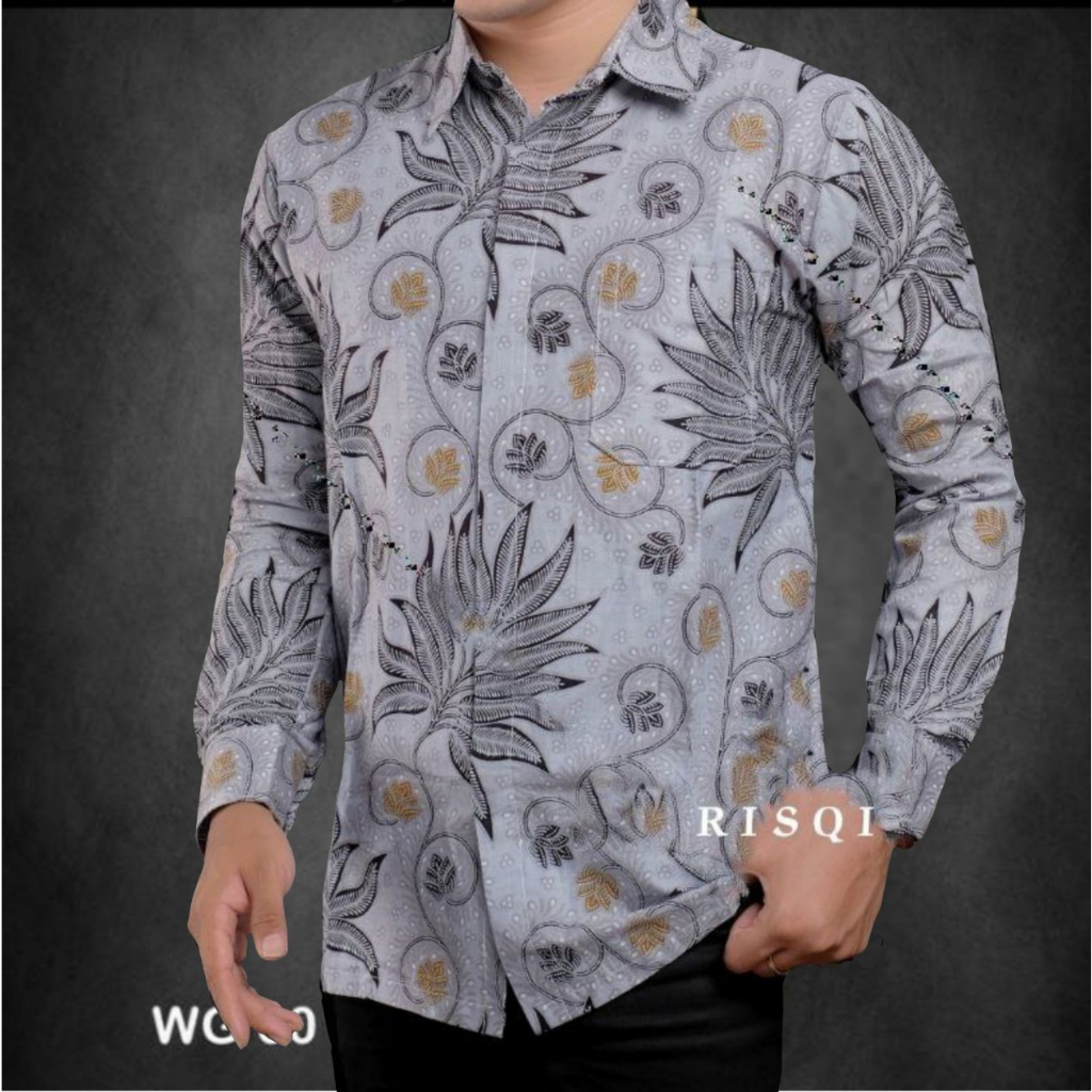 Jual New Arrival Distro Kemeja Baju Batik Pria Lengan Panjang Pria Cowo Cowok Bordir Sogan