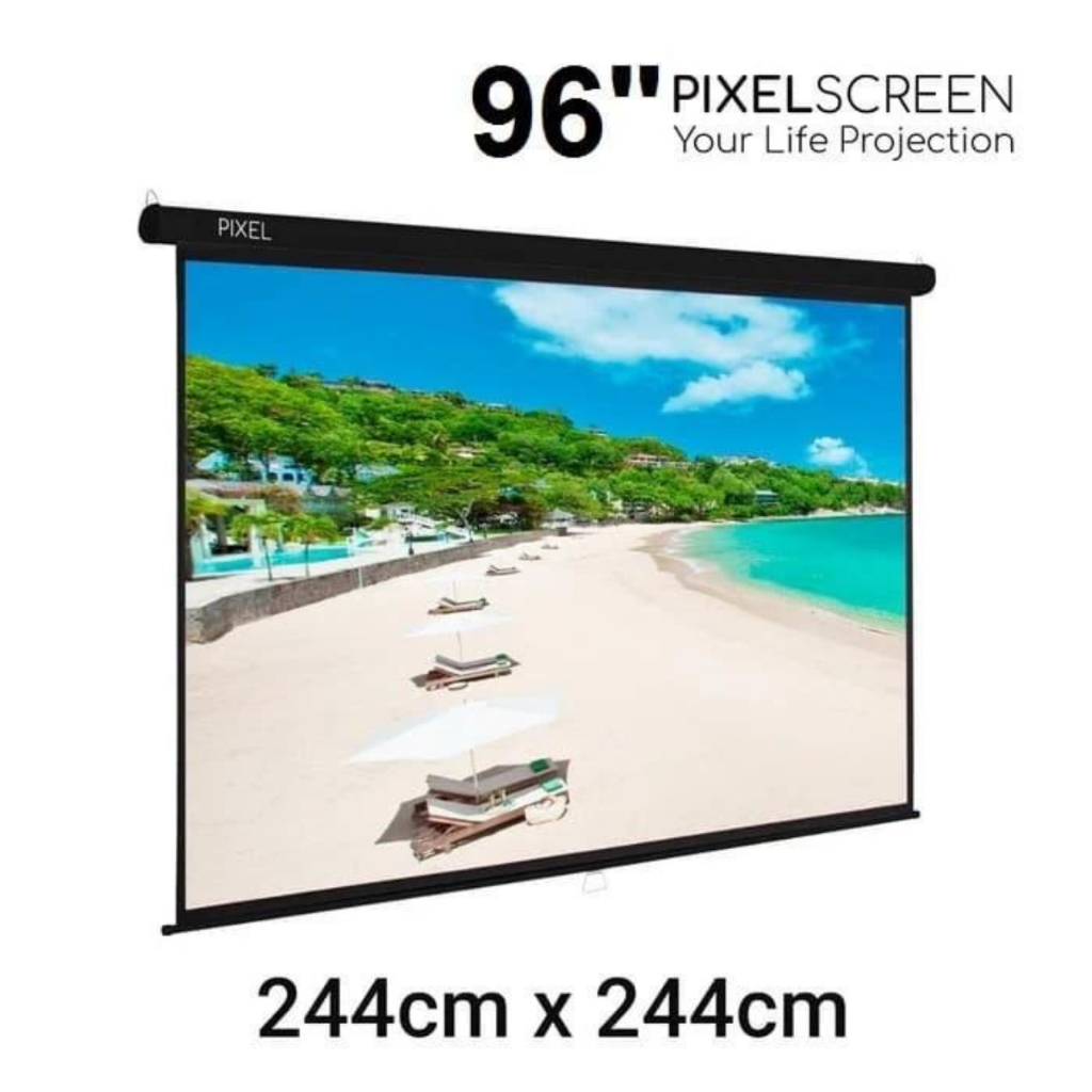 Jual Screen Wall 96 Pixel Screen Proyektor Wallmount 244cmx244cm Layar Proyektor Gantung 5244