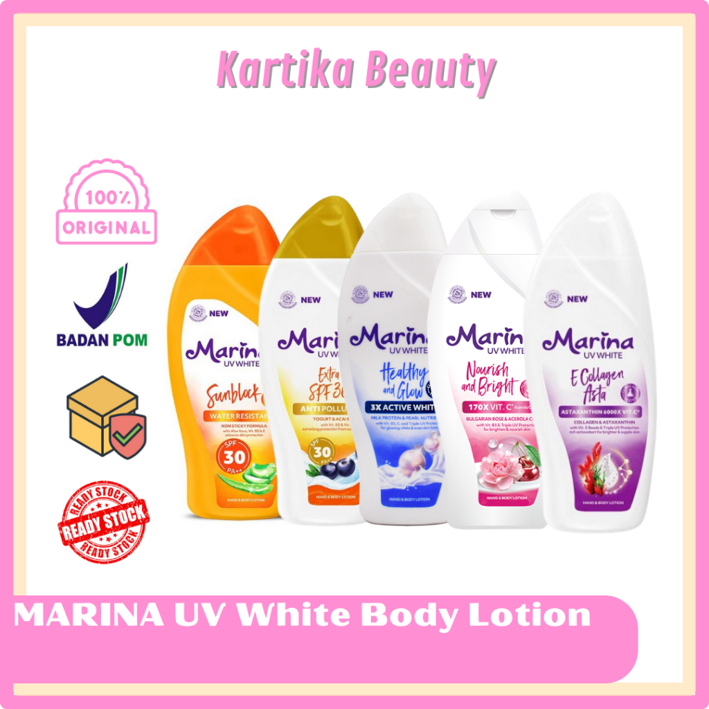 Jual Marina Uv White Ukuran Botol Kecil Ml Body Lotion Whitening Bodi Losyen Marina Putih