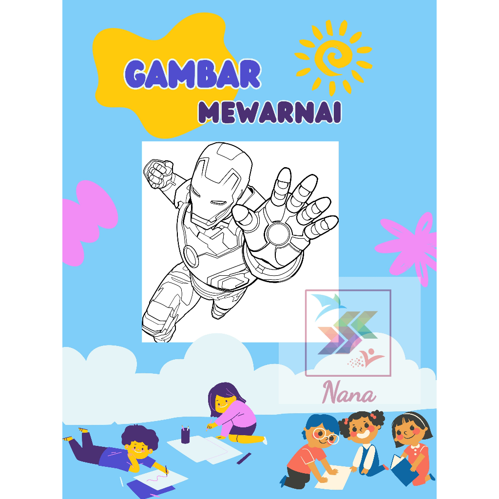 Jual Gambar Sketsa Mewarnai / Iron Man / Part 1 / Gambar Sketsa