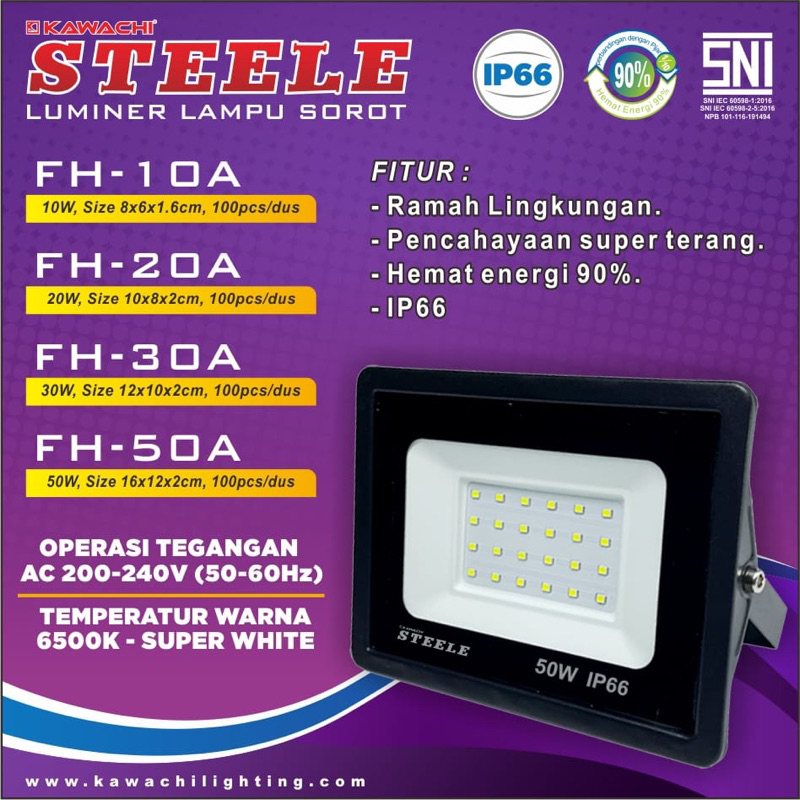 Jual Lampu Sorot Led Steele 10w 20w 30w 50w Ip66 Waterproof Lampu