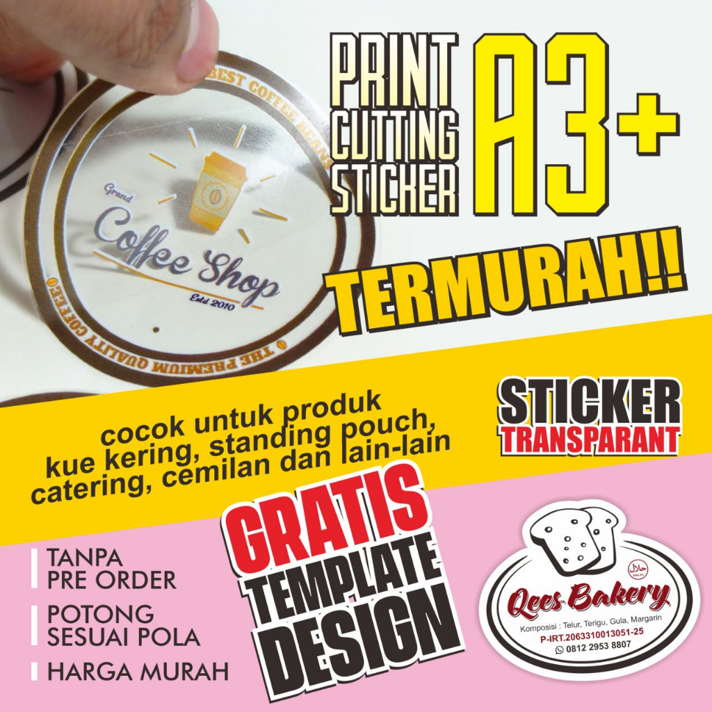 Jual Cetak Stiker Transparan 5 Cm Cutting Bulat Label Botol Minuman Kemasan Cup Minum Skincare 3149