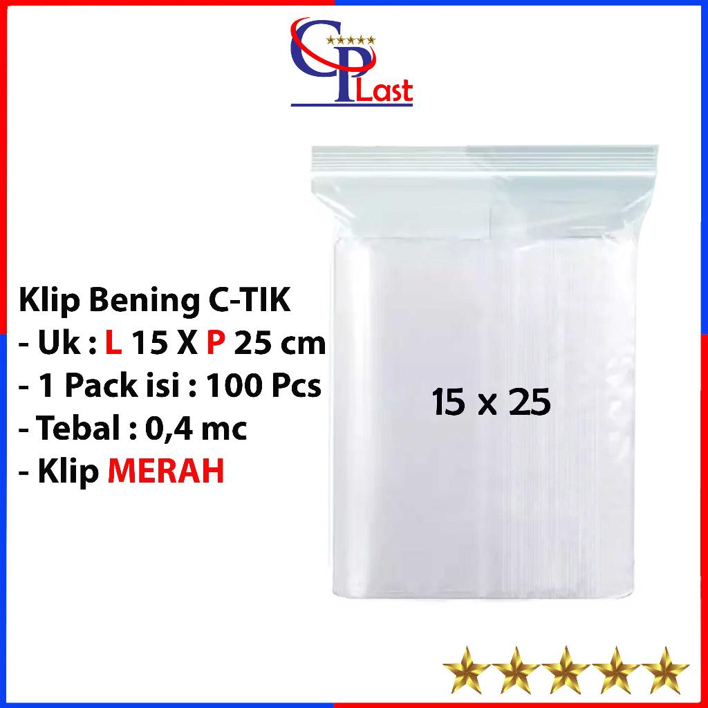 Jual Plastik Klip Bening 15x25 Cm C Tik Isi 100 Lembar Plastik Klip