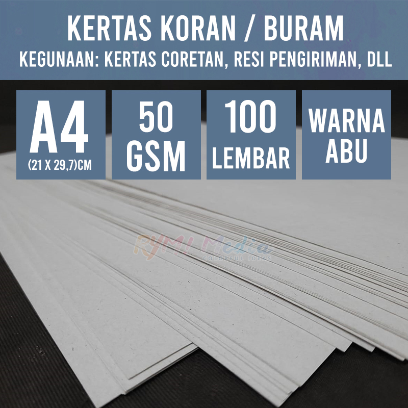 Jual Kertas KORAN Buram 50 Gsm A4 Isi 100 Lbr / Koran Tipis 50 Gram ...