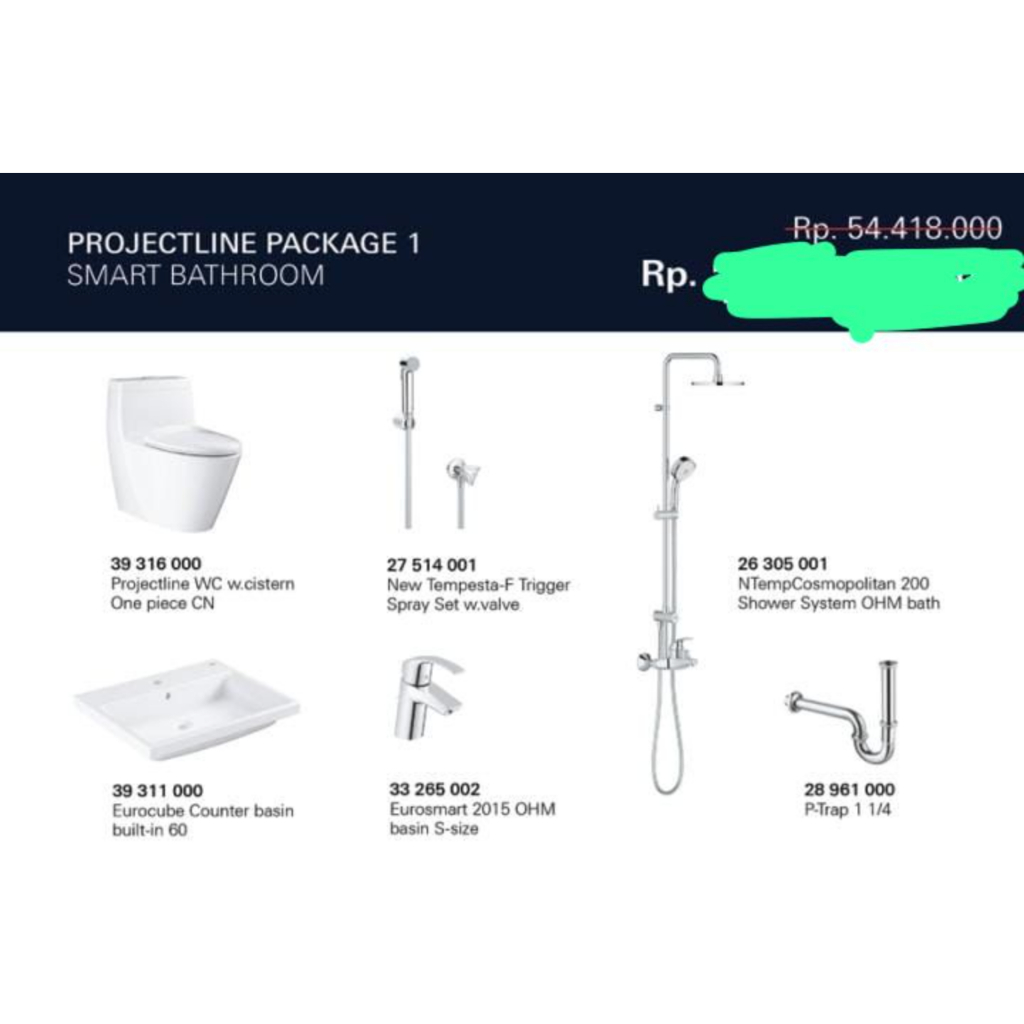 Jual GROHE PROMO PROJECTLINE PACKAGE 1 SMART BATHROOM CLOSET + WASTAFEL ...
